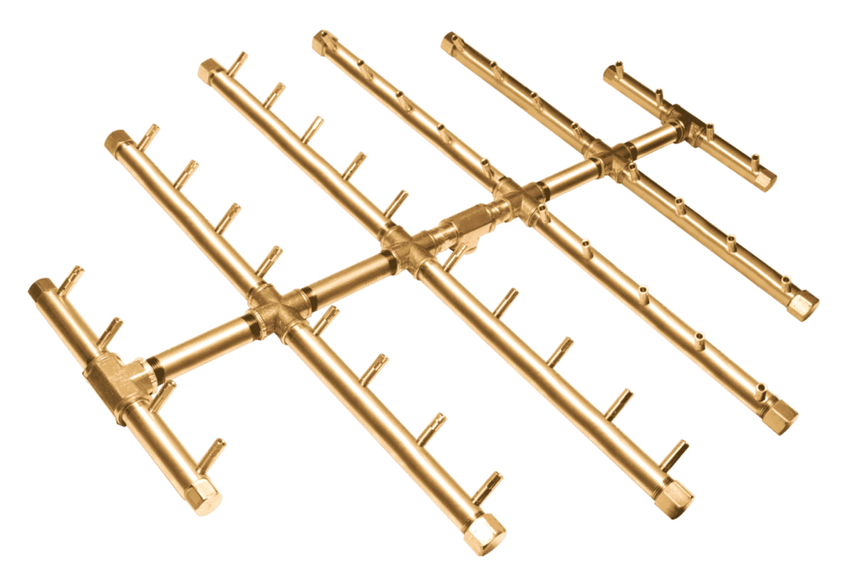 Circular Tree-Style Burner: 440,000 BTU Warming Trends Crossfire Brass Burner Kit (CFBCT440) 30″ x 34″ – Openings 42″ or Larger