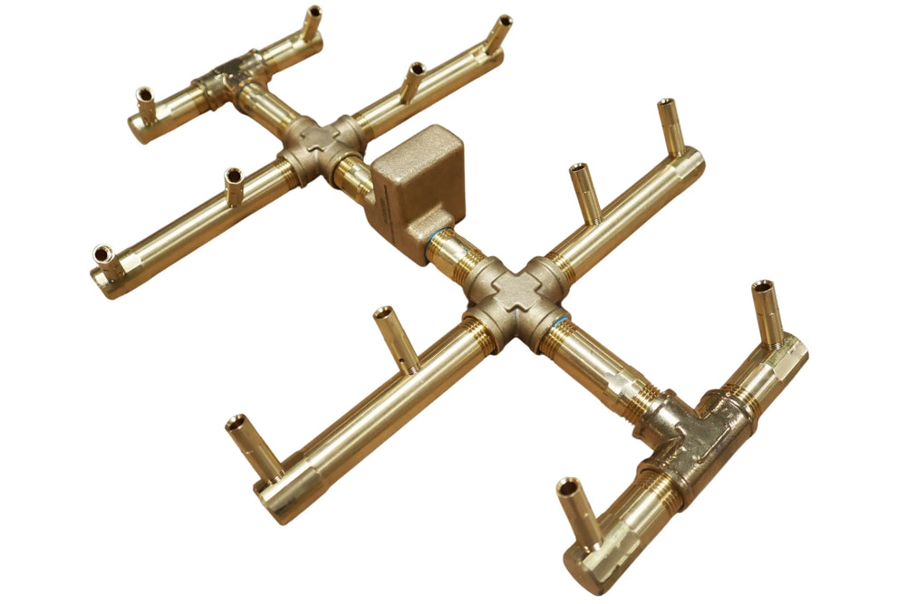 Circular Tree-Style Burner: 120,000 BTU Warming Trends Crossfire Brass Burner Kit (CFBCTXL120) 13″ x 16″ – Openings 22″ Larger