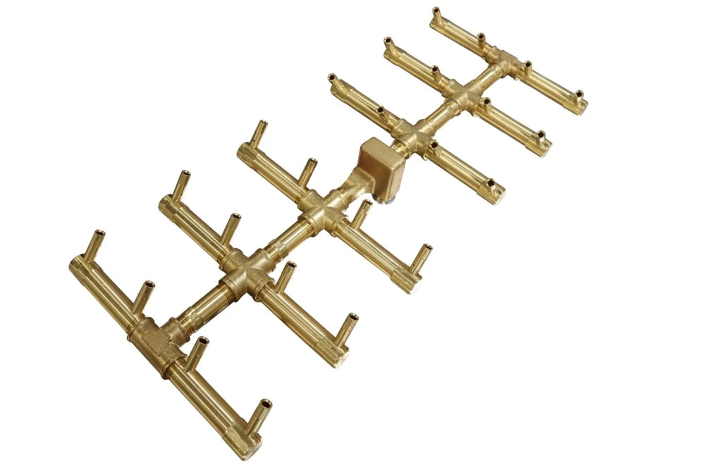 Double Tree-Style Burner: 240,000 BTU Warming Trends Crossfire Brass Burner Kit (CFBDT240) 23″ x 11″ – Openings 29″ x 17″ or Larger