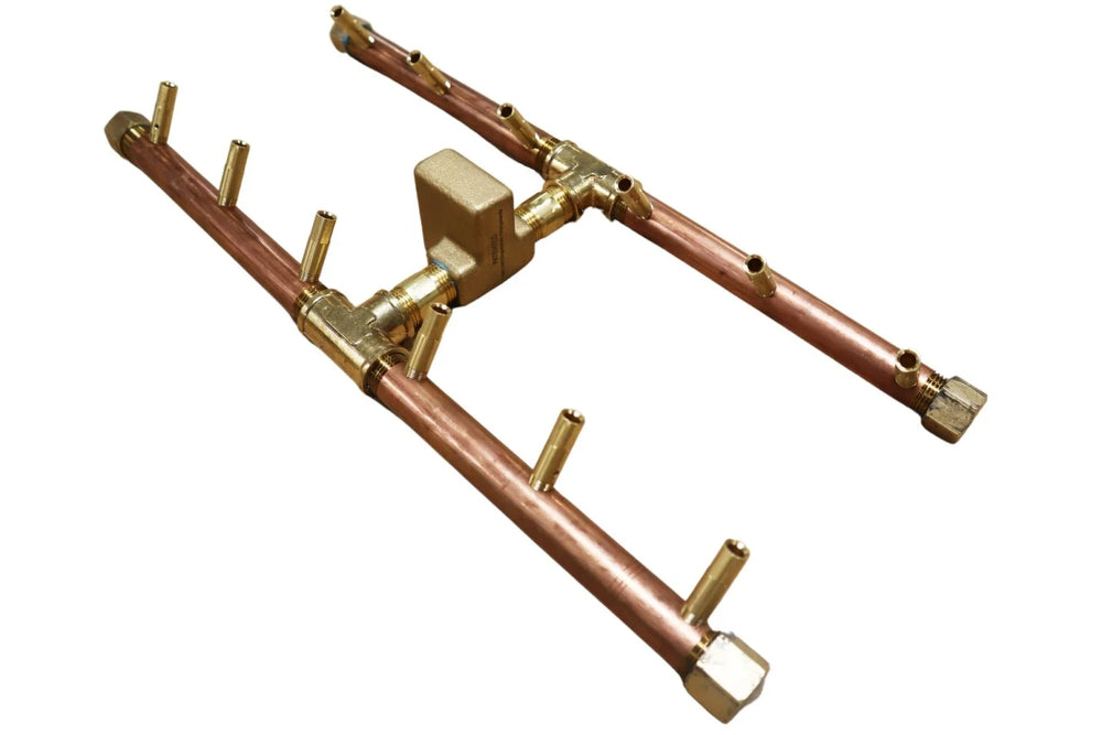 H-Style Burner: 120,000 BTU Warming Trends Crossfire Brass Burner Kit (CFBH120) 18″ x 7″ – Openings 28″ x 15″ or Larger