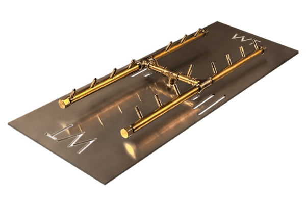 H-Style Burner: 160,000 BTU Warming Trends Crossfire Brass Burner Kit (CFBH160) 24″ x 9″ – For 34” x 17” Opening or Larger