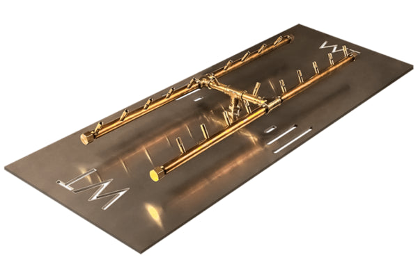 H-Style Burner: 200,000 BTU Warming Trends Crossfire Brass Burner Kit (CFBH200) 30″ x 9″ – For 40” x 17” Opening or Larger