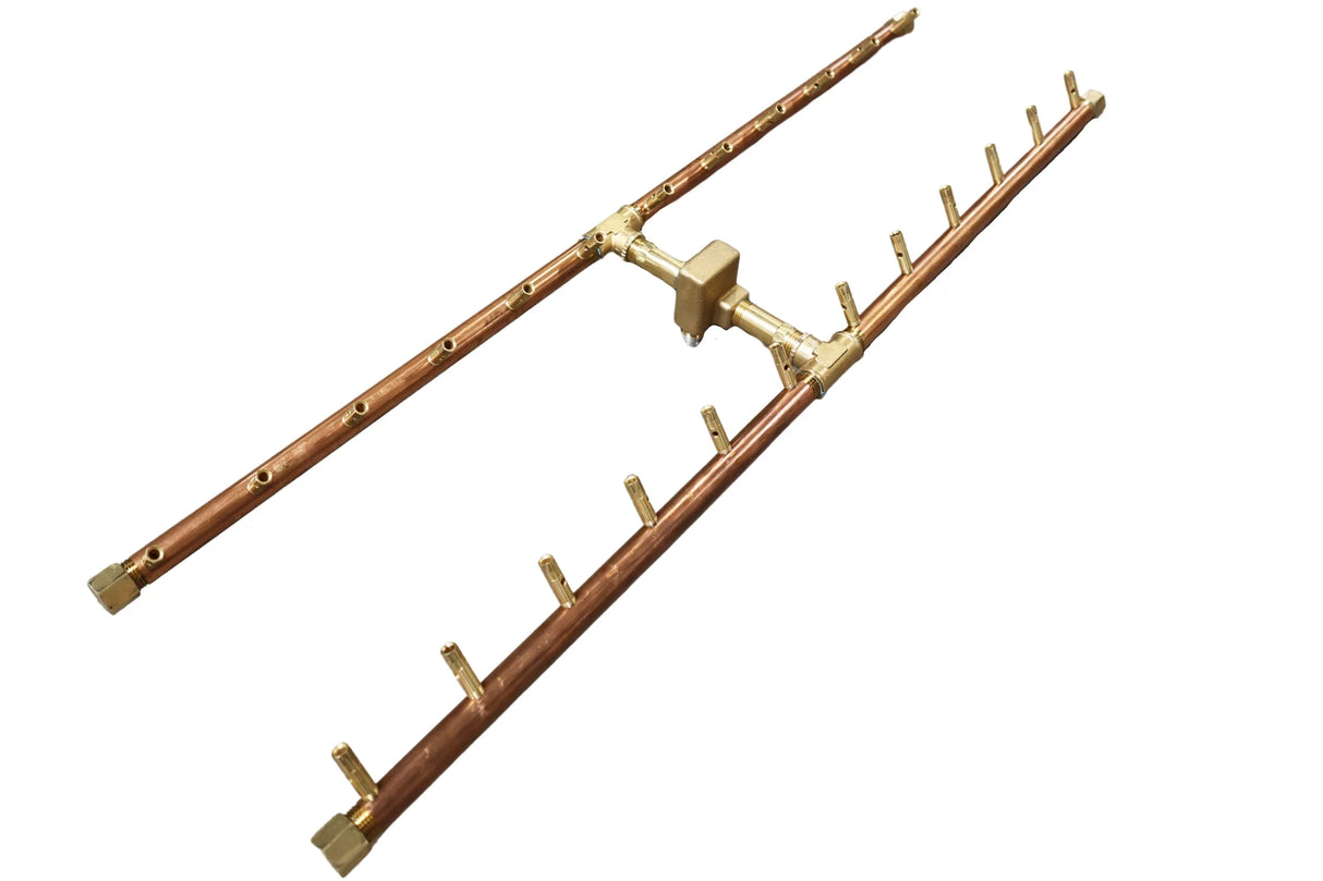 H-Style Burner: 240,000 BTU Warming Trends Crossfire Brass Burner Kit (CFBH240) 36″ x 9″ – For 46” x 17” Opening or Larger