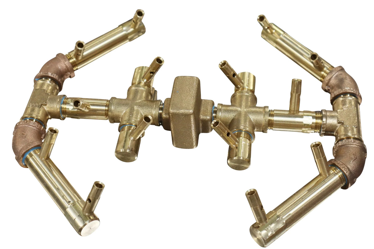 Octagonal Burner: 140,000 BTU Warming Trends Crossfire Brass Burner Kit (CFBO140) 12.5″ x 14.5″ – Openings 18″ or Larger
