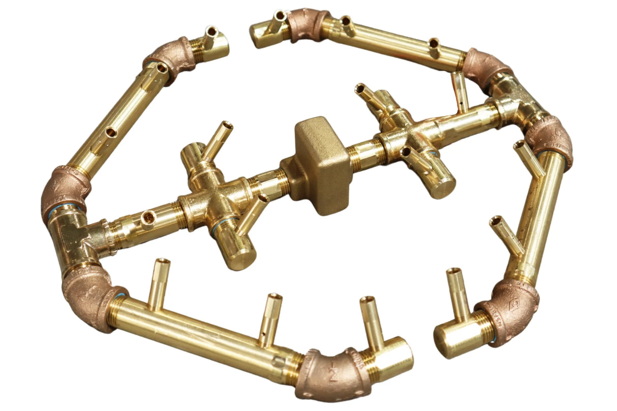 Octagonal Burner: 180,000 BTU Warming Trends Crossfire Brass Burner Kit (CFBO180) 14.75″ x 15.75″ – Openings 22″ to 32″