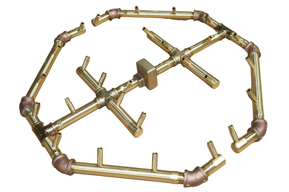 Octagonal Burner: 280,000 BTU Warming Trends Crossfire Brass Burner Kit (CFBO280) 22.75″ x 21.25″ – Openings 30″ to 38″