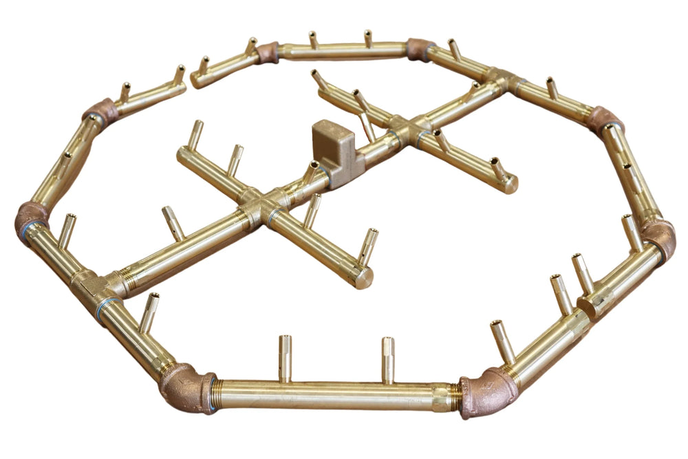 Octagonal Burner: 320,000 BTU Warming Trends Crossfire Brass Burner Kit (CFBO320) 24.5″ x 24.5″ – Openings 36″ to 43″
