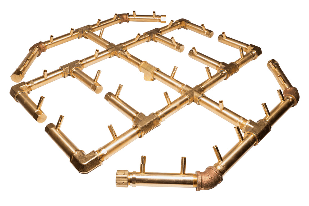 Octagonal Burner: 360,000 BTU Warming Trends Crossfire Brass Burner Kit (CFBO360) 29.75″ x 27.25″ – Openings 40″ to 50″
