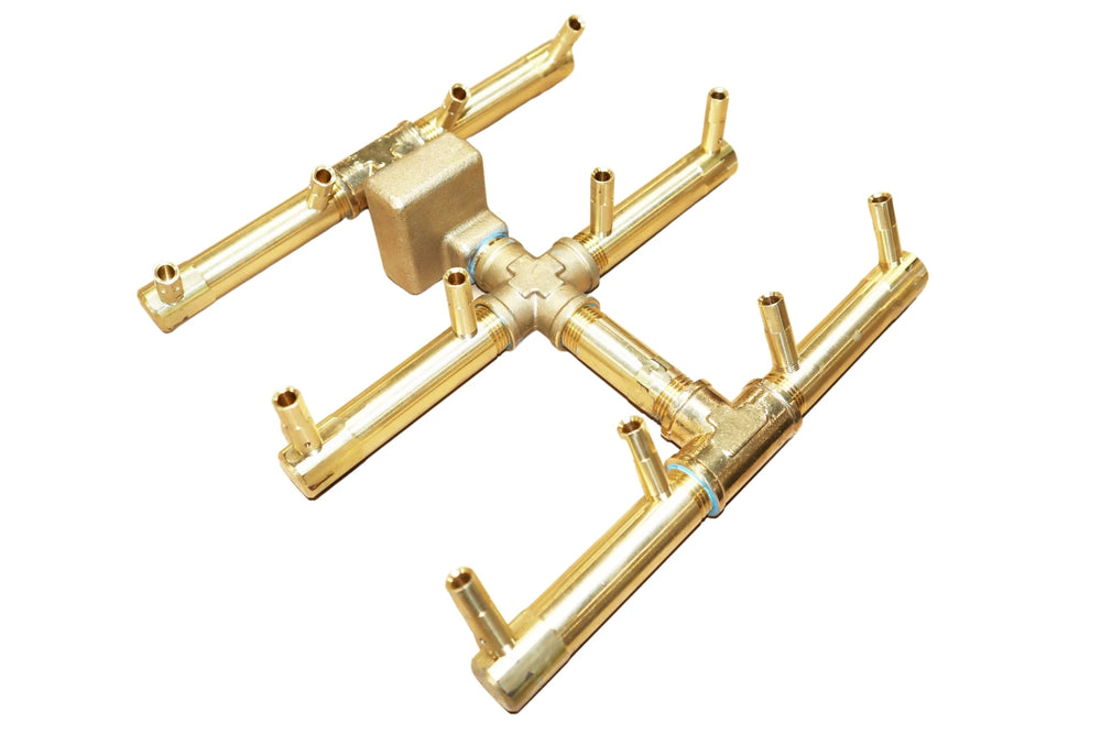 Square Tree-Style Burner: 120,000 BTU Warming Trends Crossfire Brass Burner Kit (CFBST120) 10″ x 11″ – Openings 18″ or Larger