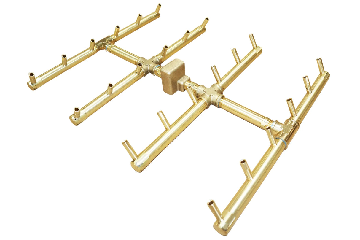 Square Tree-Style Burner: 240,000 BTU BTU Warming Trends Crossfire Brass Burner Kit (CFBST240) 20″ x 18″ – Openings 29″ or Larger
