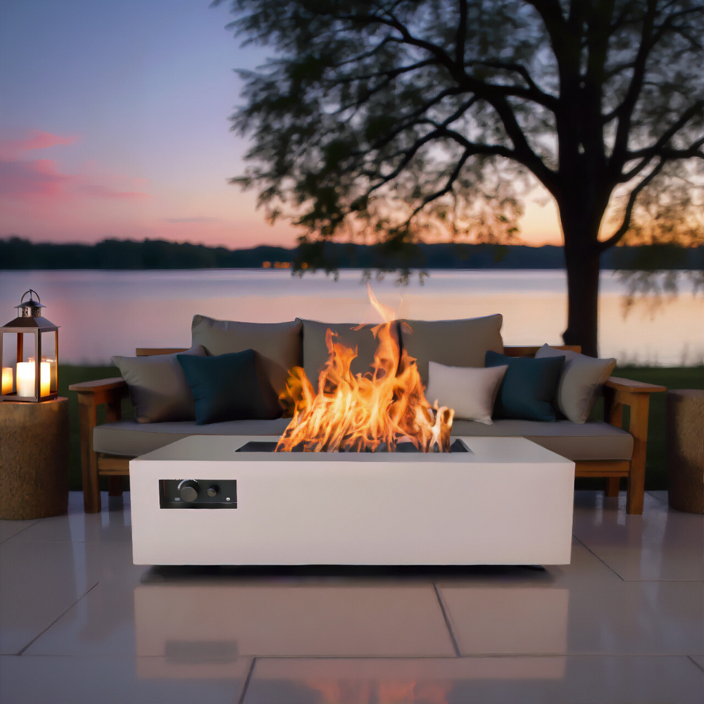 Aon Steel Rectangular Fire Pit Table
