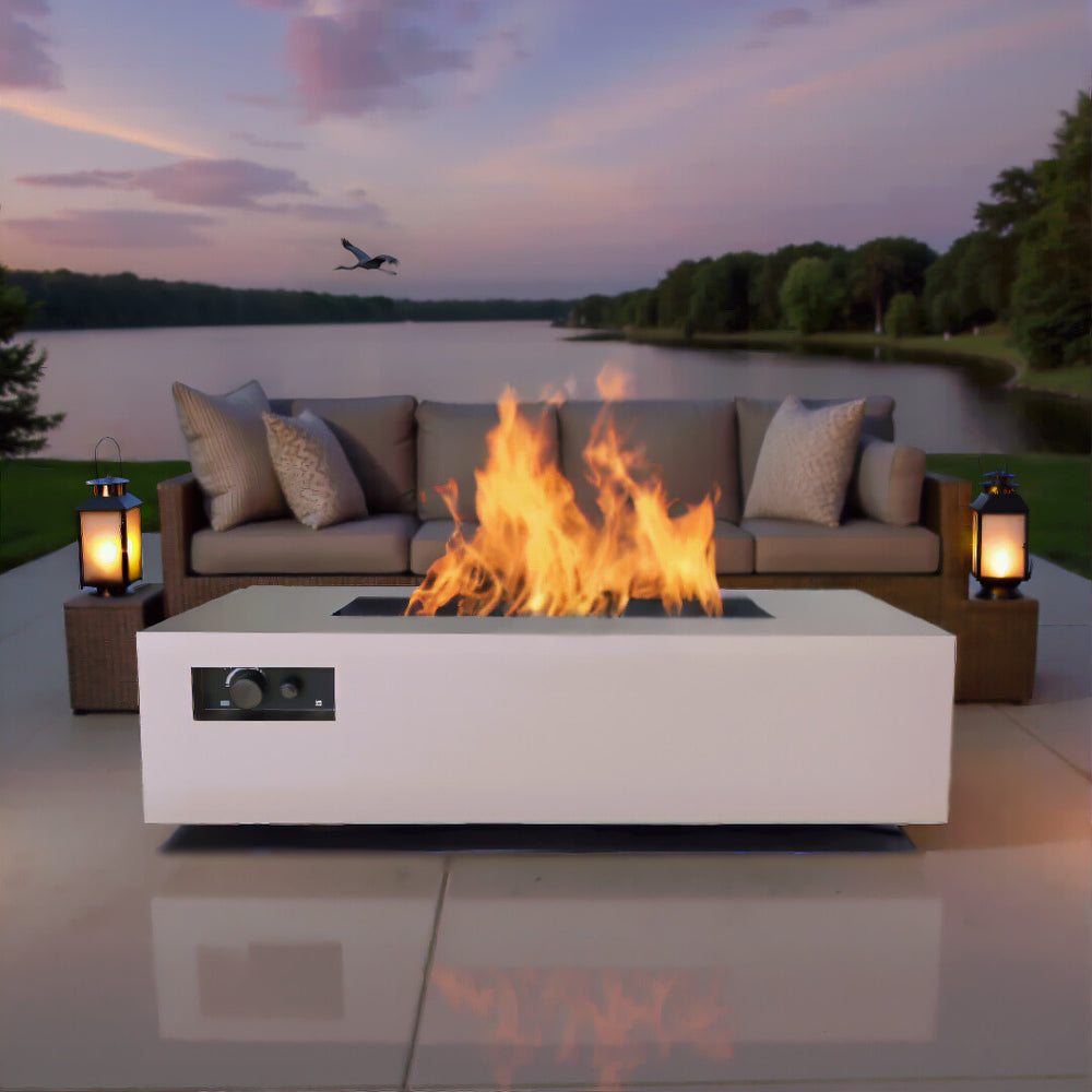 Aon Steel Rectangular Fire Pit Table