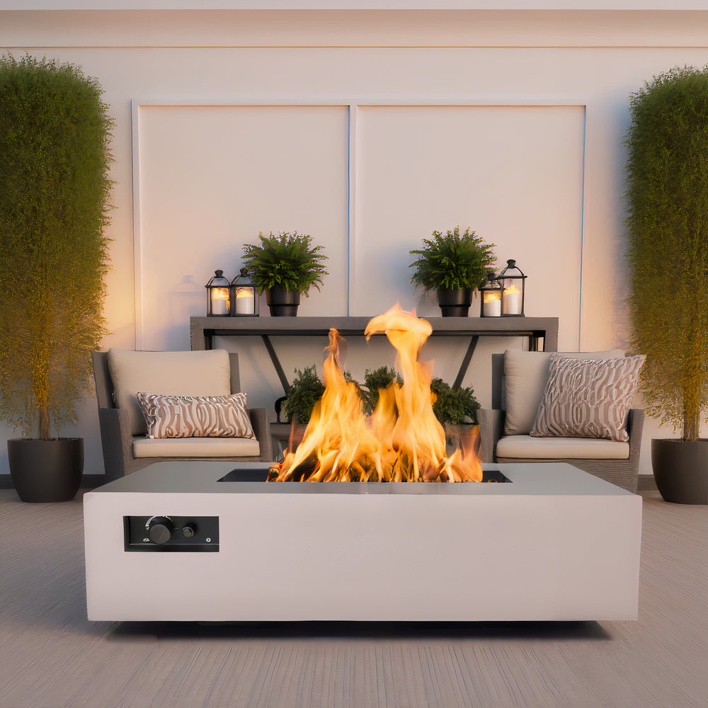Aon Steel Rectangular Fire Pit Table