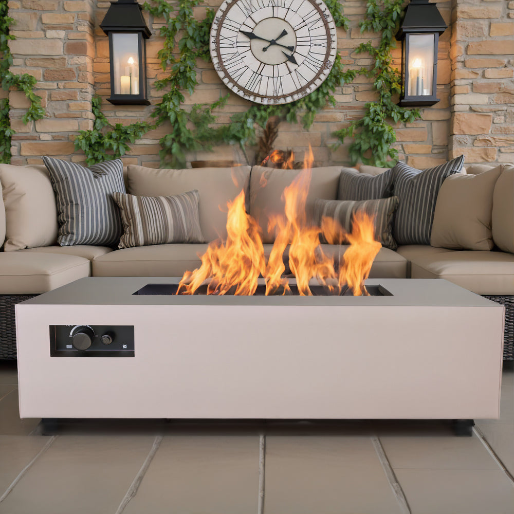Aon Steel Rectangular Fire Pit Table