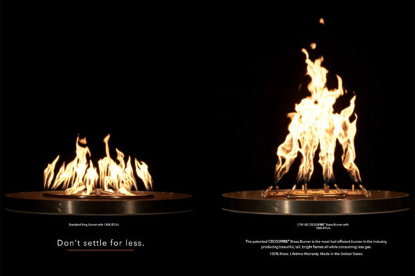 Double Tree-Style Burner: 480,000 BTU Warming Trends Crossfire (CBFDT480)– For 59” x 18” Opening or Larger