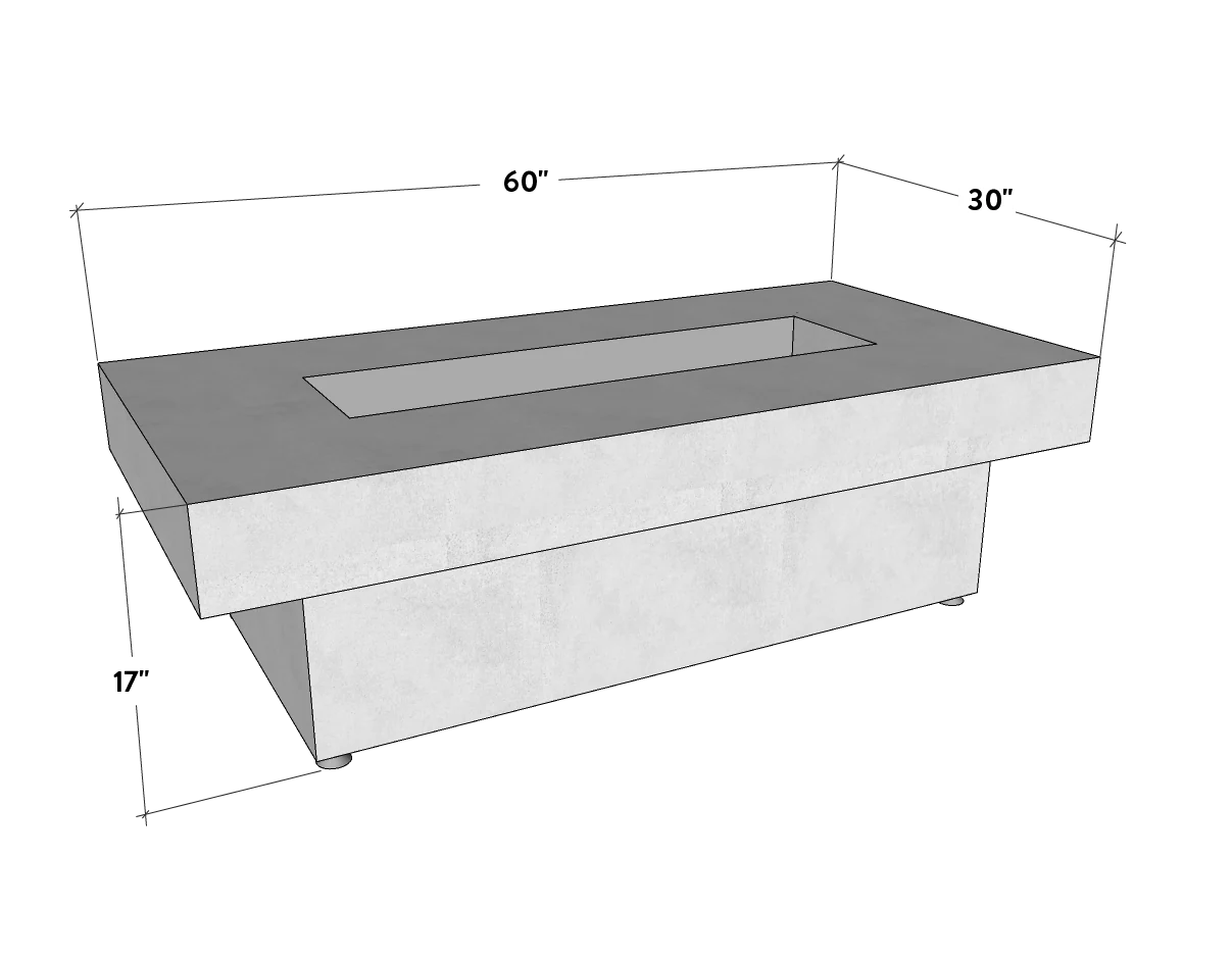 Toplina - Rectangular Concrete Fire Pit Table