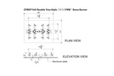 Double Tree-Style Burner: 160,000 BTU Warming Trends Crossfire Brass Burner Kit (CFBDT160) 15″ x 11″ – Openings 22″ x 17″ or Larger