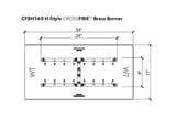 H-Style Burner: 160,000 BTU Warming Trends Crossfire Brass Burner Kit (CFBH160) 24″ x 9″ – For 34” x 17” Opening or Larger