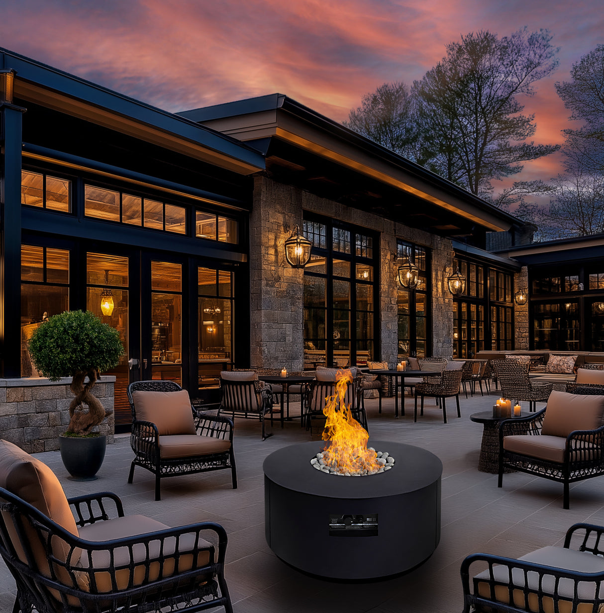 Aon Steel Circular Fire Pit Table